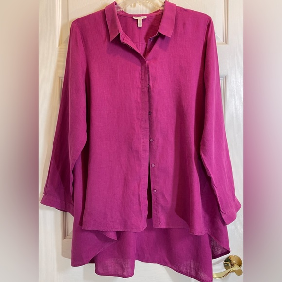 Eileen Fisher Tops - EILEEN FISHER Women’s Organic Handkerchief Irish Linen Classic Collar Shirt XL